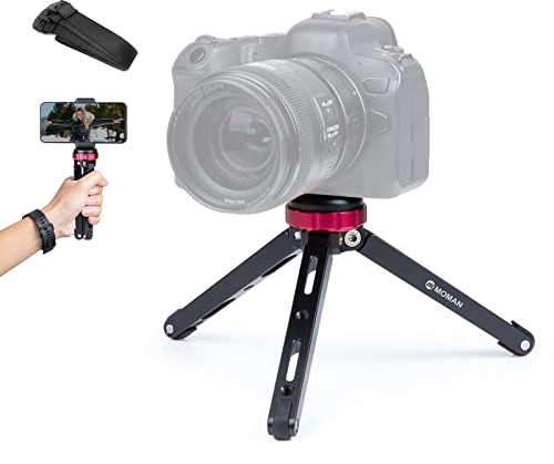 Mini Treppiede, Moman TR01 Small Treppiede da Tavolo Piccolo Treppiede per Fotocamera CNC Alluminio 1/4 3/8 vite max 80 kg Carico per DSLR Smartphone