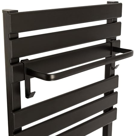 CREATE / Warm Towel Pro + ÉTAGÈRE/Porte-Serviettes électrique avec radiateur céramique avec étagère 1 Barre, Noir/WiFi, 500-1500W, 2 puissances, Chambres 12m², 101x13x55cm