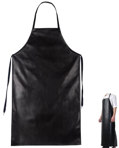 Schwarze Wasserdichte Schürze Mit Ärmeln, Kunstlederschürze, Arbeitsschürzen, Schürze Personalisiert, Kochschürze Herren Schwarz, Für Koch, Metzger, Friseur, Geschirrspülen, Reinigen, Hundepflege.