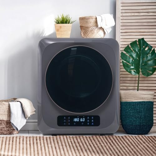 Merax klein Trockner mit 6 Programme, wandmontierbar Ablufttrockner mit Überhitzungsschutz und Mehrfachfiltration, 3kg tatsächlich bis 4kg/ 850W, Grau