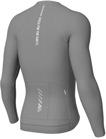 Lo.gas Radtrikot Herren Langarm, Rennrad Trikot Durchgehender Reißverschluss mit 3 Taschen, Grau, L