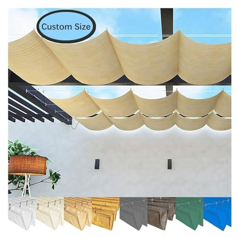 LXBAMKEA Einziehbare Welle Sonnensegel, Outdoor 95% Sonnenschutz, UV-beständig Wellenüberdachung-Pergola-Abdeckung, Pavillon-Hinterhof-Terrassendach Markisenschutz Mit Montagesatz