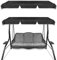 Porch Swing Canopy Replacement 3 Seater Garden Swing Seat Canopy Cover Hammock Sun Shade Cover Swings Canopy Cover For Patio Garden Poolside Backyard Enjoy Your Garden (Black,195*125*15cm)