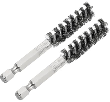 PATIKIL Golf Clubs Head Hosel Brush 0.43 Inch, 2 Pack Golf Shaft Ferrules Cleaning Tool Hex Shank Handle Electric Drill Wire Brush for Wood and Iron, Silver