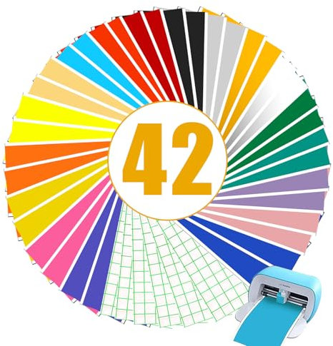 Smart Vinyl Permanent Para Cricut Joy, Vinilo Permanente 15 Hojas Smart Vinilo Adhesivo con 5 Hojas de Película de Transferencia, 30,5x14cm Vinilo Adhesivo Permanente Para Cricut DIY Tazas
