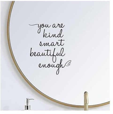 Loyzcy Adesivo da Parete per Specchio da Bagno, con Scritta You Are Kind Smart Beautiful Enough, Adesivo da Parete a Specchio per Bagno, Camera da Letto, affermazioni, per Ragazze e Adolescenti