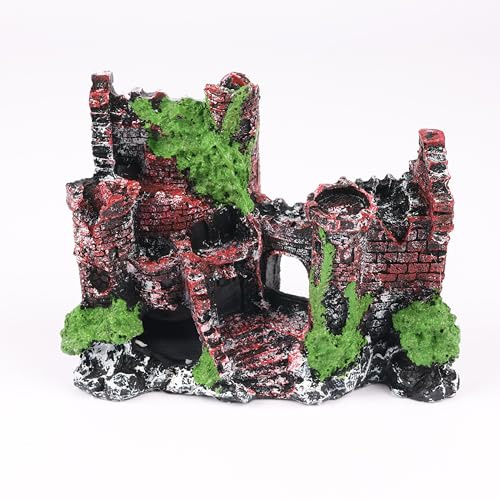 Atlantis Japanische Zen-Gartenpagode, Aquarium-Dekoration, handgefertigter Miniatur-Tempel mit üppigem Grün, perfekt für Aquarium-Terrarium oder Heimdekoration (mittelalterliches Schloss)