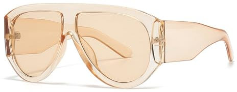 VueLux Vintage Sonnenbrille Ovale Übergroße Pilot Brille UV400 Schutz für Damen Herren (Champagne)