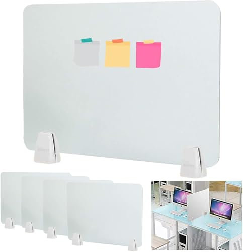 ybaymy Lot de 4 cloisons de séparation pour bureau - En acrylique - 60 x 40 cm - Séparateur de bureau portable - Panneau de protection des données - Séparateur de bureau avec 2 pinces - Pour l'école,