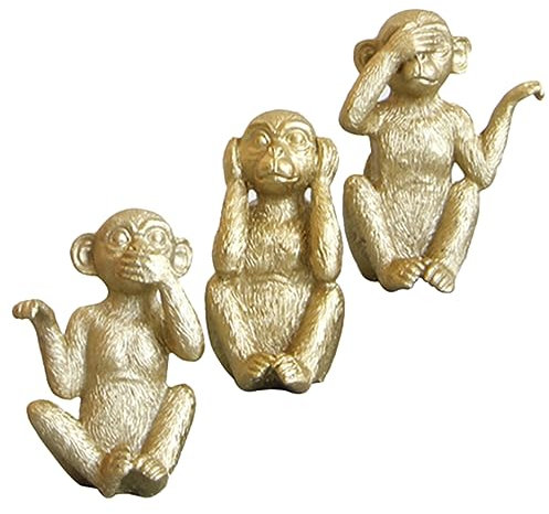STOBAZA 3St kuscheltiere wohnzimmerdeko wischtelgeschenk Ornament-Set geschke meditierende Affenstatue Mini-Giraffenfiguren DREI Mini- Tierfiguren aus Harz Tierfigur aus Harz Golden