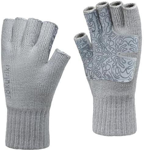 Jökulríki Merinowolle Fingerlose Handschuhe Warm für Männer und Frauen Kaltes Wetter Winter Handschuh(Grau, L/XL)