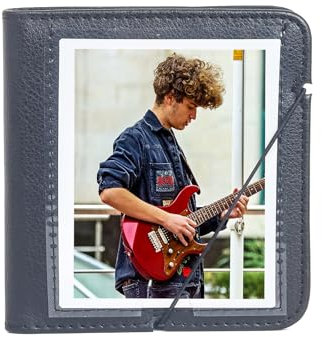 HIYQIN Stilvolles kleines Fotoalbum für Instax Wide Sofortbildkamera, 28 Taschen Retro-Fotoalbum passend für Fujifilm Instax Wide 400/300/200/Wide EVO/für Polaroid Now+/I-Type/OneStep2 – Schwarz