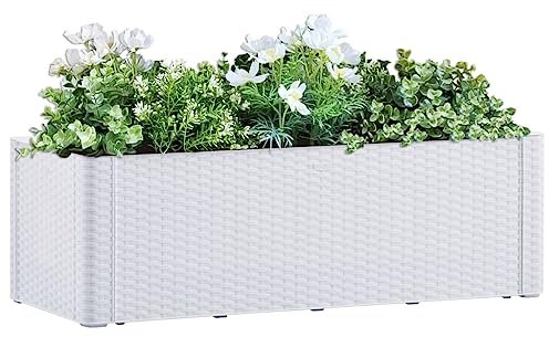 LLEZKBR Furniture Select-Garden Hochbeet mit Selbstbewässerungssystem, Weiß, 100 x 43 x 33 cm