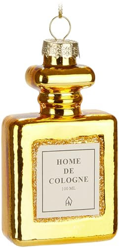 BRUBAKER Parfum Home De Cologne - Handbemalte Weihnachtskugel aus Glas - 10 cm Baumkugel Gold - Luxus Dekoration für Damen und Herren - Mundgeblasener Christbaumschmuck - Deko Anhänger