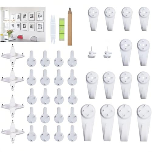 ZEPIQOR 43 pezzi ganci per quadri, ganci per quadri muro, appendi quadri, chiodi per quadri muro, Ganci da Parete Antitraccia, Ganci per Chiodi Invisibili, Ganci per Quadri Muro, No Foratura