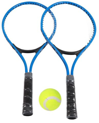 Racchetta da tennis per bambini in lega di ferro, racchetta da pratica per principianti con palla e borsa per il trasporto, blu, materiale di qualità premium, robusta, lunga (Blu)