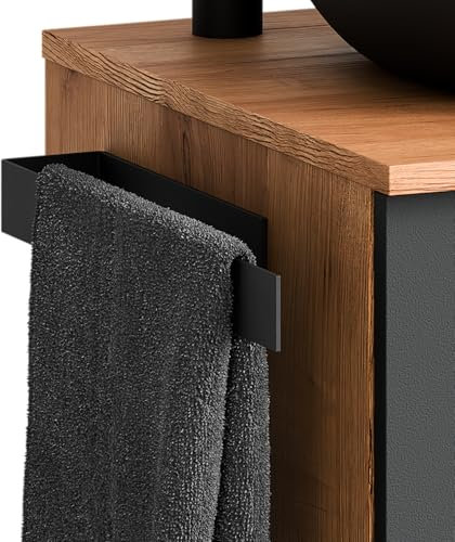 Planetmöbel Handtuchhalter ohne Bohren schwarz matt 39 cm Handtuchstange zum kleben für Badezimmer & Küche, Selbstklebender Wand-Halter für Handtücher