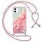 Xylota Coque avec Cordon pour iPhone 11 6,1,Collier Laniere Réglable Étui Transparente Aesthetic Motif Marbre Femmes Filles Dessin Case, Silicone TPU + PC Antichoc Housse Tour de Cou Chaine Cover, 05
