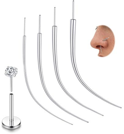 Chriscoco 14G/16G/18G/20G Piercing Taper Insertion ASTM F136 Titan Piercing Einführhilfe Piercing Nadel für Ohr/Nase/Lippe/Bauch/Zunge Body Stretching Piercings Kit Assistant Tool