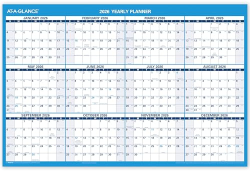 AT-A-GLANCE 2026 radierbarer Kalender, trocken abwischbarer Wandplaner, 91,4 x 61 cm, groß, jährlich, horizontal, vertikal, Seasons in Bloom (PM200P2826)