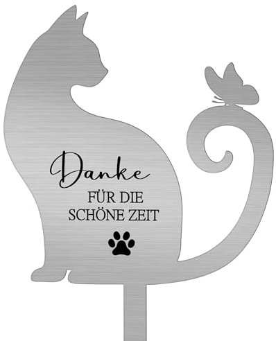 Namalu Metal Grabplatte mit Gravur Katze Gedenkstein Outdoor Grabschmuck Wetterfest Gedenktafel Draußen Schieferplatte Deko für Tiere Grab Erinnerung Katze Trauer Geschenk für Tierbesitzer(Katze)