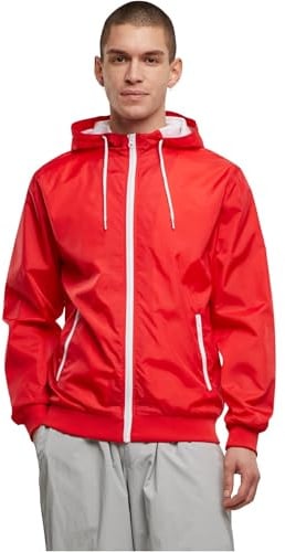 Build Your Brand Herren Übergangsjacke Windrunner, Männer Windjacke mit Kapuze, Funktionsjacke für Männer, No, S