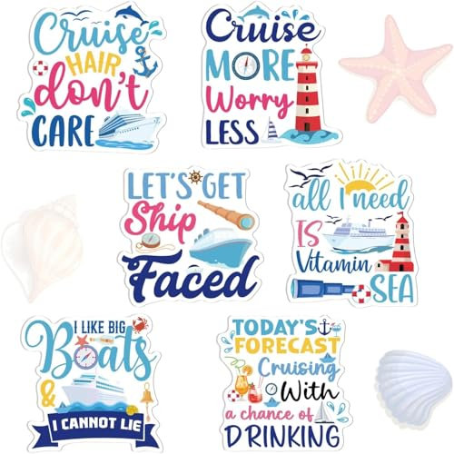 Large Cruise Door Decorations Magnetic - Eiapadeor 6 PCS Sea Navigation Cruise Door Magnets Cruise Ship Door Decorations Magnetic Stickers for Carnival Cabin Party Fridge Cruising Essentials