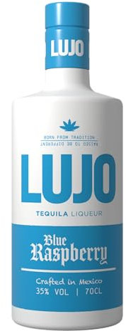 LUJO Blue Raspberry Tequila - Glow in the dark bottle | Made Using Agave Tequila | Perfect for Gifts, Parties and Celebrations | 35% vol. | 70cl.