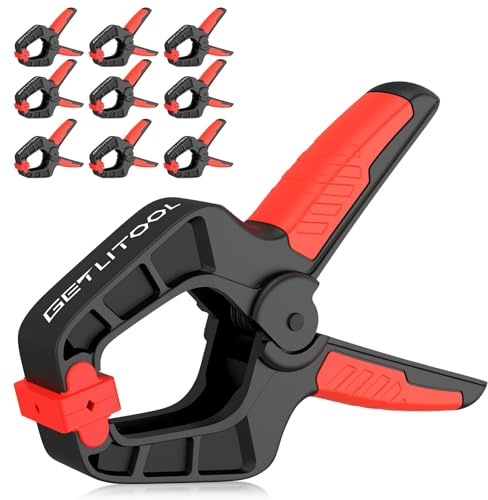 GETLITOOL Klemmzwingen 10tlg. Federklemmen 7cm Spannweite, starker 14kg Klemmkraft Klammern mit Hochleistungsfeder, Leimzwingen mit beweglichen Klemmbacken für DIY Holz Fotostudio Poolplanen
