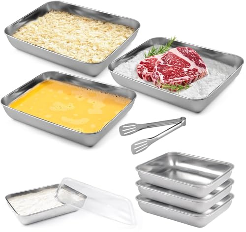 3 Pieces Baking Tray Set, 25x20x5cm Stainless Steel Oven Trays, Easy to