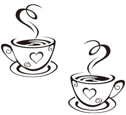 Yardenfun 2 Stück Kaffeetassen Wandaufkleber 30X20cm PVC Küchen Wandtattoo Fenster Dekoration für Wohnzimmer Esszimmer Kaffeeecke