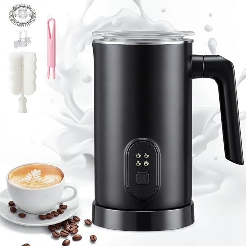2026 4-in-1 Electric Milk Frother Automatic Milk Frother | Hot Froth, Heat Milk, Cold Froth & Hot Chocolate Modes & Large Capacity for Latte & Cappuccino