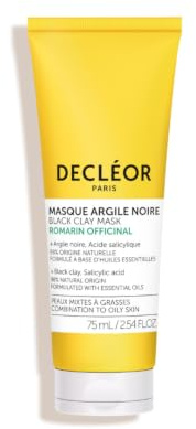 Decléor Black Clay Mask with Rosemary Officinalis for Oily Skin, Purifying Clay Face Mask with Salicylic Acid to Mattify, Refine Pores and Clarify Skin in 10 Minutes