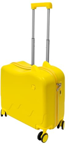 PromiseFly 18 Zoll-Kinderkoffer, 37 L zum Draufsitzen Reisekoffer mit Passwort-Schloss Höhenverstellbaren 67＆85 cm Kindertrolley Handgepäck Koffer Tragkraft 50-60 kg für Kinder 3 bis 6 Jahren (Gelb)