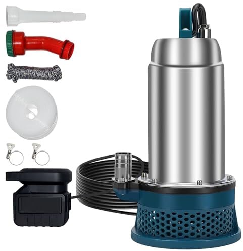 Zenselect Pompa sommergibile, pompa sommergibile, compatibile con batteria Makita da 24 V, pompa per acqua sporca con tubo da 10 m e cavo di collegamento da 5 m, pompa sommergibile per piscine, stagni
