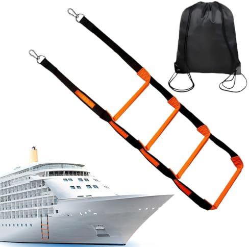 Boat Rope Ladder - PP Steel, Marine Rope Ladder, 600lbs Capacity | Folding Portable Design Storage Bag Anti Slip Steps, Folding Boat Ladders, Kayak Boarding Ladders For Boarding, Reboarding, Swimming