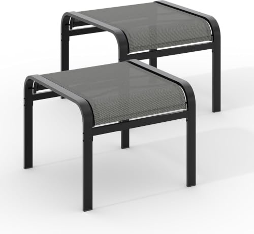 Garvee Lot de 2 Grand Pouf d’extérieur Impermeable Empilable, Textilène