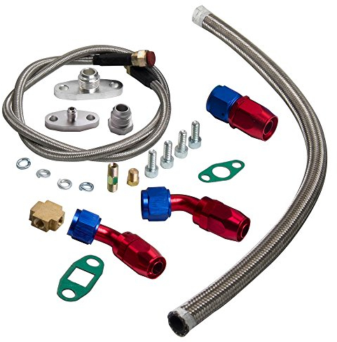 maXpeedingrods Turbo Ölzulaufleitung Fitting Adapter Flange Kit, Turbo Ölzulauf Rücklaufleitung AN10 Fitting Adapterflanschsatz Ölleitung für T3 T4 T70 T66 T04E