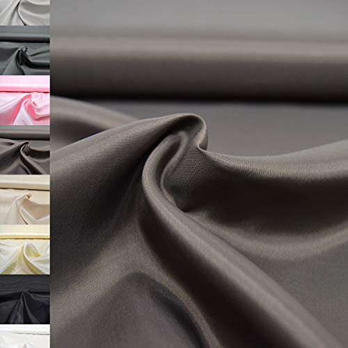 MAGAM-Stoffe Finewa Futter Seide Uni Futterstoff Meterware 50cm (05. Dunkelbraun)