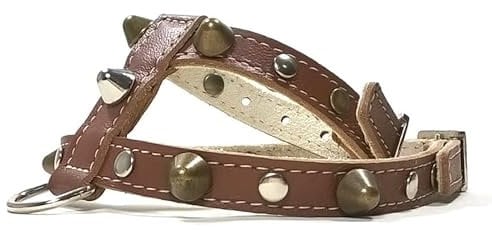 Superpipapo Arnés de Cuero para Perros - Diseño Original y Cómodo Hecho a Mano con Tachuelas y Pinchos Elegantes - Tallas para Chihuahua - Perro Pequeño y Mediano - Color Marron