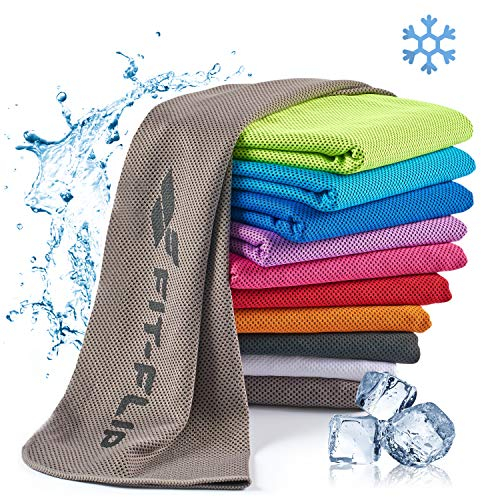 Fit-Flip Kühlendes Handtuch - Ice Cooling Towel und mikrofaser Kühltuch – kühlende Handtücher für Nacken und Hals - Airflip cool Towel für Fitness und Sport - Kühlhandtuch (grau, 120x35cm)