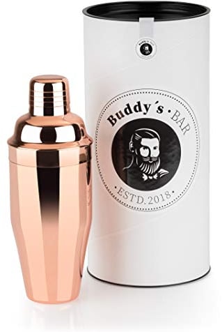 Buddy's Bar – Shaker de Bar „Classic“, Shaker en Acier Inoxydable de Haute qualité en cuivre Brillant de 700ml, Shaker à Cocktail Noble, salubre pour Les Aliments, avec boîte Cadeau