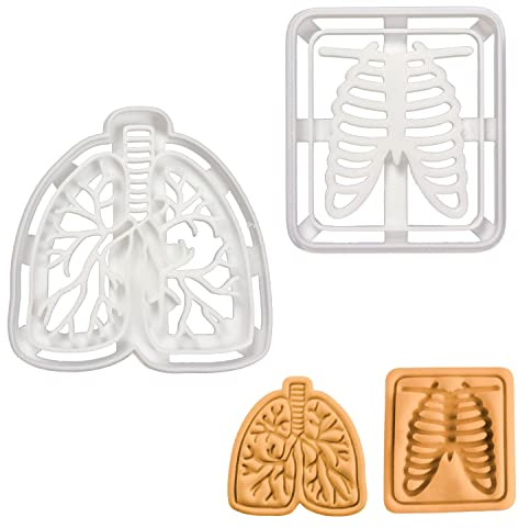 2er Set Atmungssystem Ausstechformen (Formen: Röntgenbild von Lunge und Brust), 2 Teile, Bakerlogy