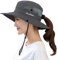 Muryobao Women's Sun Hat Outdoor UV Protection Foldable Mesh Bucket Hat Wide Brim Summer Beach Fishing Cap Pure Grey