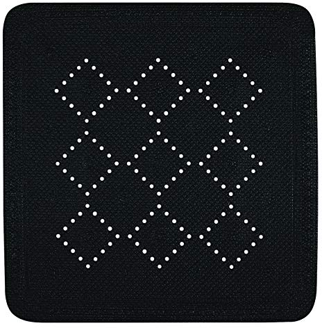 Spirella - Tapis Fond de Douche en Mousse PVC Alaska - Tapis de Bain Antidérapant avec Ventouses + Trous de Drainage Anti Moisissure - 55 x 55 cm - Noir