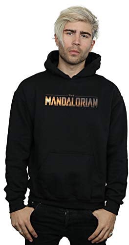 Absolute Cult Star Wars Men's The Mandalorian Series Logo Hoodie Black XXXX-Large