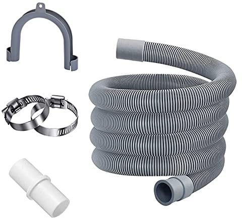RoxNvm Washing Machine Hose, Washing Machine Drain Hose Extension, Washing Machine Waste Pipe with Double Head Connector and Fixings for Washing Machine, Dishwasher and Other Applications (2 m)
