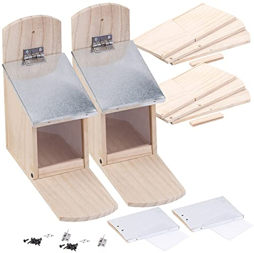 Royal Gardineer Eichhörnchenfutterhäuser: 2er-Set Wetterfestes Futterhaus für Eichhörnchen, Metalldach, Bausatz (Eichhörnchen-Futter-Bausatz, Eichhörnchenfutterstation, Futterautomat)