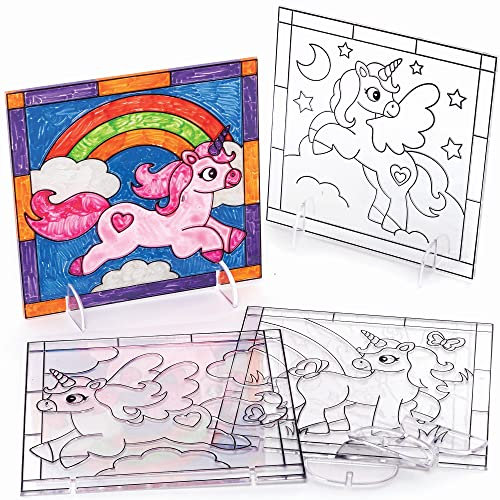 Baker Ross Einhorn-Suncatcher-Bilder, 4 Stück, Sonnenfänger-Sets für Kinder (FC366), Mittel