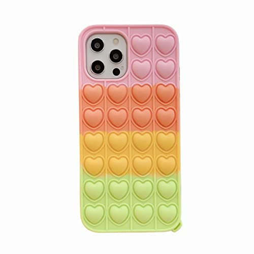 CrazyLemon Hülle Kompatibel mit iPhone 11 Pro Max, Cartoon Bär Pop-It Bubble Sensory Fidget Toy Silikon Case Niedlichem Haken für Mädchen Teens - Horizontal 01